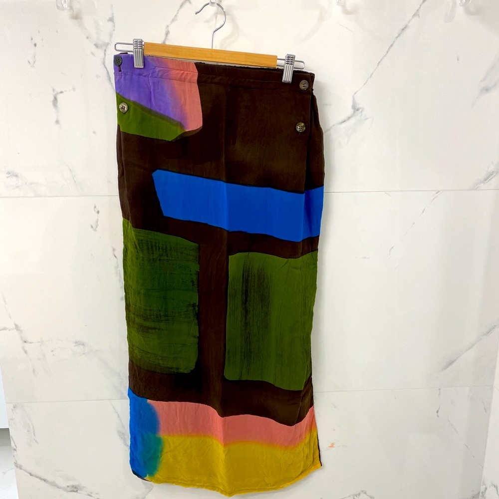 Vintage Issey Miyake Silk color block print skirt